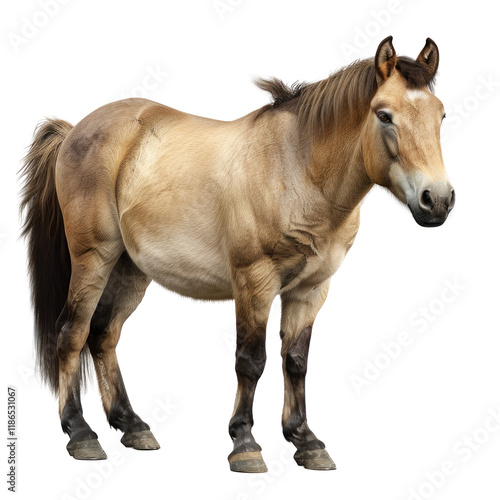 Przewalski's Horse Standing Isolated on Clean transparent background for Wildlife and Nature Photography photo