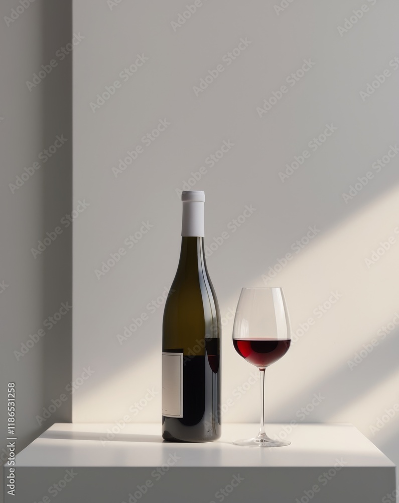 there is a bottle of wine and a glass of wine on a table there is a bottle of wine and a glass of wine on a table