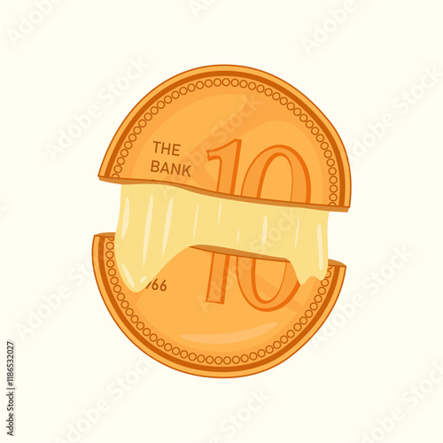 Sib Won Ppang or 10 Won Bread, South Korean Street Food. Coin Bread With Mozarella Cheese