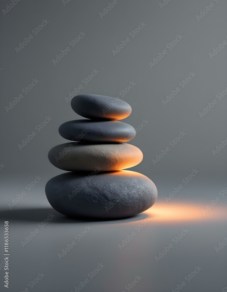zen, stones, stacked, soft, diffused, lighting, neutral, flat, surface, shadows, subtle, blending, gray, background, balance, harmony, calm, minimalist, serene, tranquil, meditative, peaceful, nature,