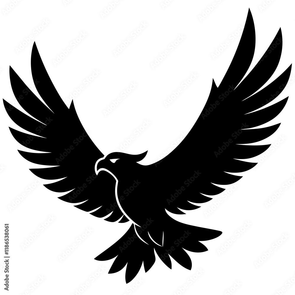 Fototapeta premium Flying Eagle Silhouette - Bold and Dynamic Vector for Creative Projects