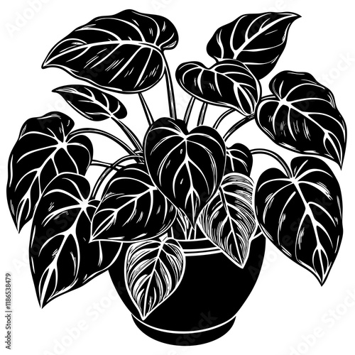 Potted Plant Silhouette Vector - High-Quality Botanical Illustration for Nature Projects"