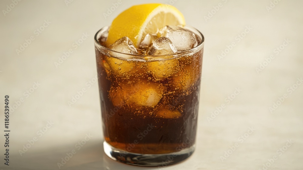 Refreshing Sugar Cane Juice Beverage with Lemon Slice and Ice in a Glass Refreshing Sugar Cane Juice Beverage with Lemon Slice and Ice in a Glass