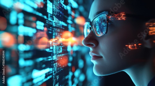 Wallpaper Mural Strategic leader analyzing digital data visuals for business growth and insights in a technology-driven environment Torontodigital.ca