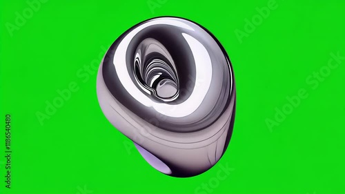 Shiny liquid metal 3d form in the style of silver colors, abstract fluid flowing composition, gradient iridescent texture, green screen alpha channel
