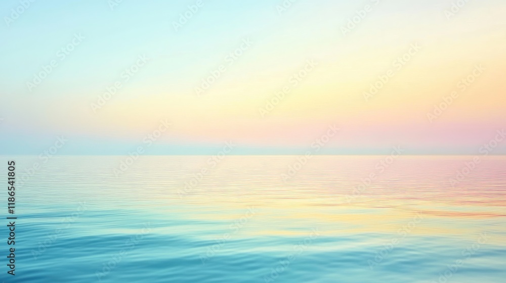 Fototapeta premium Serene Soft Blue Watercolor Horizon with Gentle Color Transition and Calm Sea Reflection