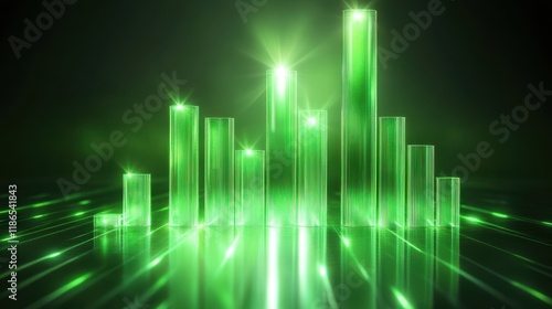 Wallpaper Mural Green financial chart with ascending graphs bright lighting representing market growth and progress Torontodigital.ca