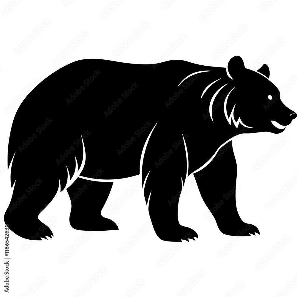 Bold Bear Silhouette Vector - High-Quality Illustration for Wildlife Graphics Bold Bear Silhouette Vector - High-Quality Illustration for Wildlife Graphics