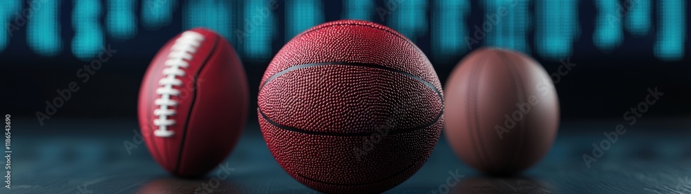 Collection of Sports Balls Including Basketball, Football, and Rugby Collection of Sports Balls Including Basketball, Football, and Rugby