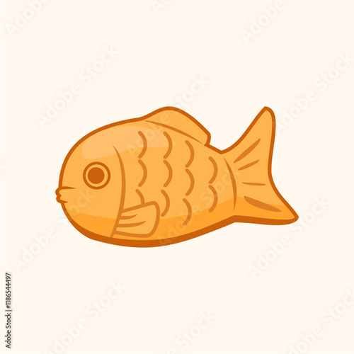 Taiyaki or bungeoppang, fish shaped bread cake. Japanese and korean Street Food Illustration