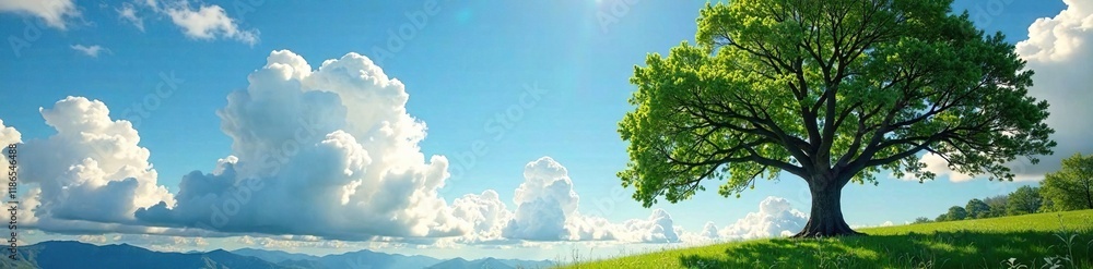 Majestic trees stretch towards the heavens with wispy clouds, clouds, branches, landscape Majestic trees stretch towards the heavens with wispy clouds, clouds, branches, landscape