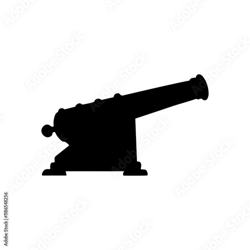 Vintage cannon silhouette vector illustration design on white background.
