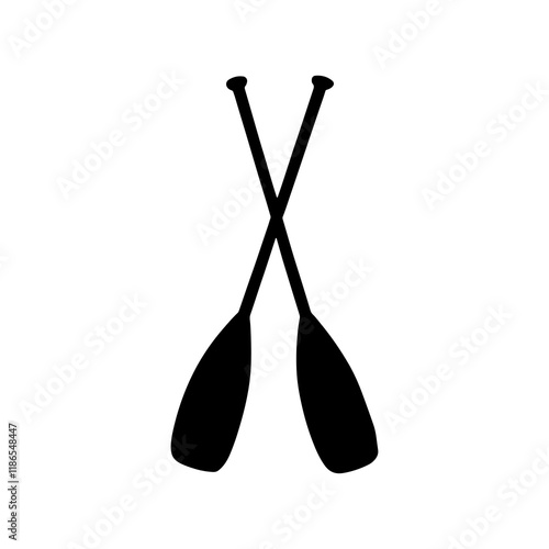 Crossed canoe boat paddle silhouette vector illustration design on white background.