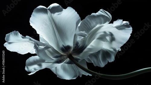 Elegant tulip flower with artistic color filter showcasing delicate petals against a contrasting black background photo