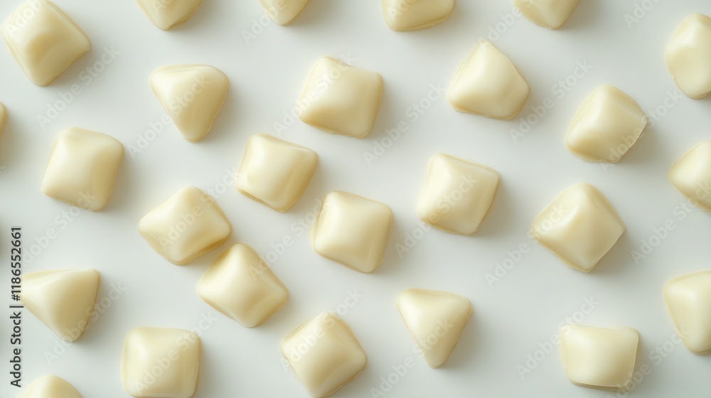Delicious assortment of smooth and creamy white chocolate pieces arranged on a light background for culinary inspiration and dessert ideas. Delicious assortment of smooth and creamy white chocolate pieces arranged on a light background for culinary inspiration and dessert ideas.