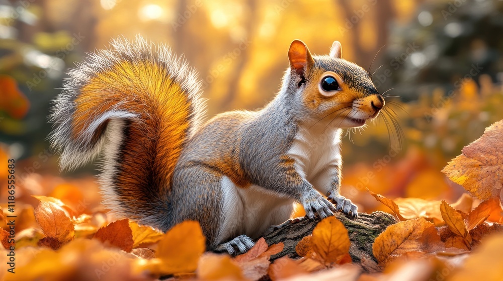 Adorable squirrel sitting on autumn leaves. Adorable squirrel sitting on autumn leaves.