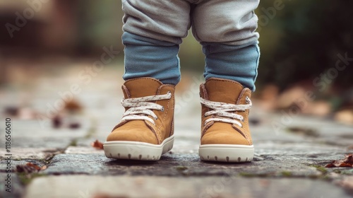 Charming Toddler Boots on Pathway Highlighting Stylish Holiday Footwear Options photo