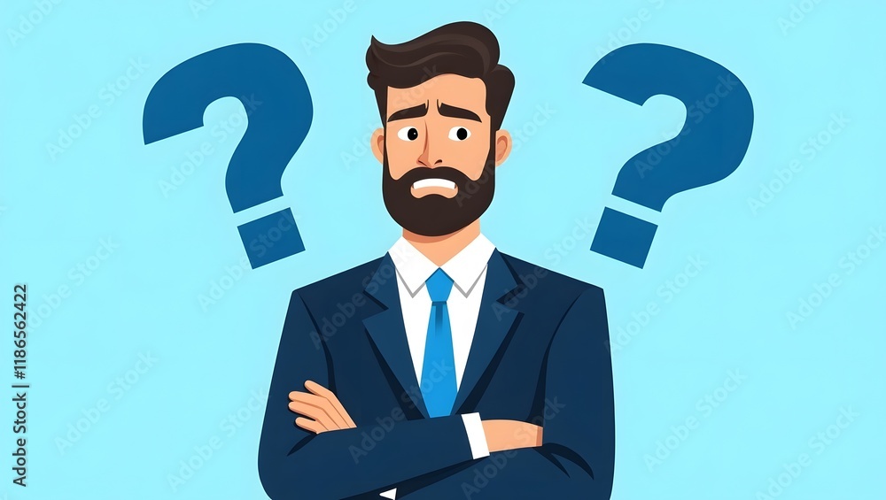 businessman with question mark blue background businessman with question mark blue background