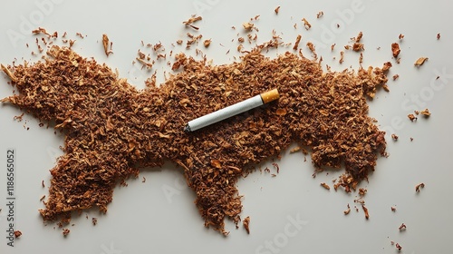 Tobacco art representing the map of China with a cigarette highlighting smoking culture and health implications photo