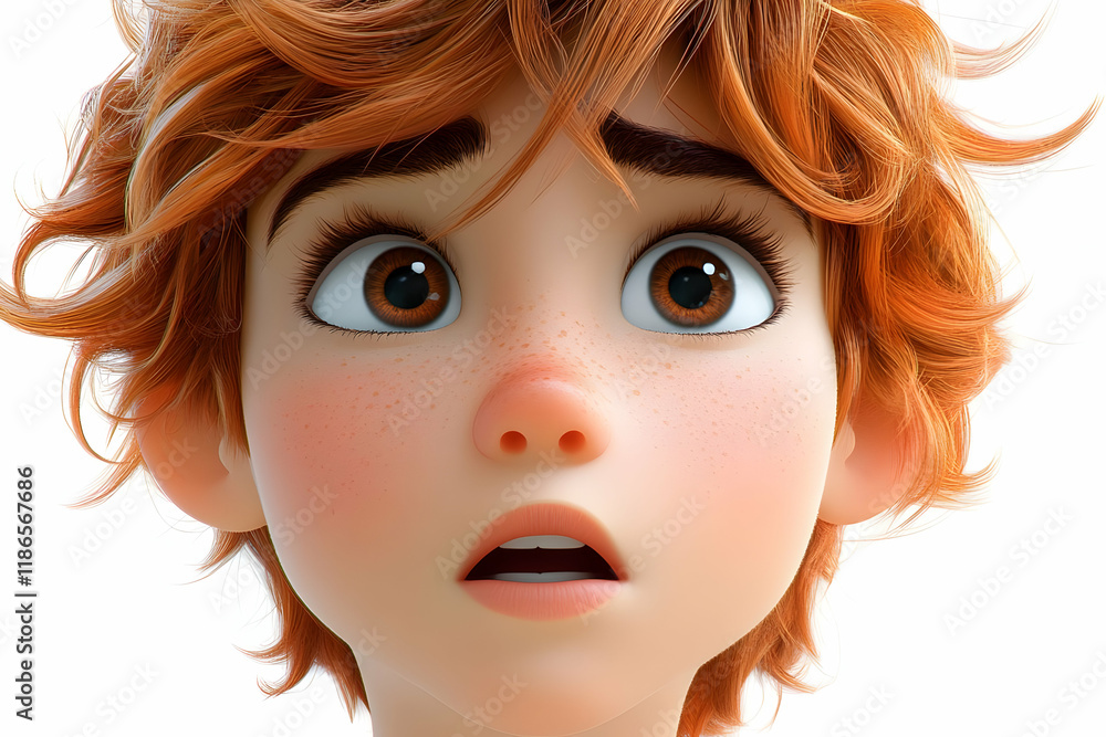 Astonished Young Boy with Red Hair and Freckles Close-up Portrait Astonished Young Boy with Red Hair and Freckles Close-up Portrait
