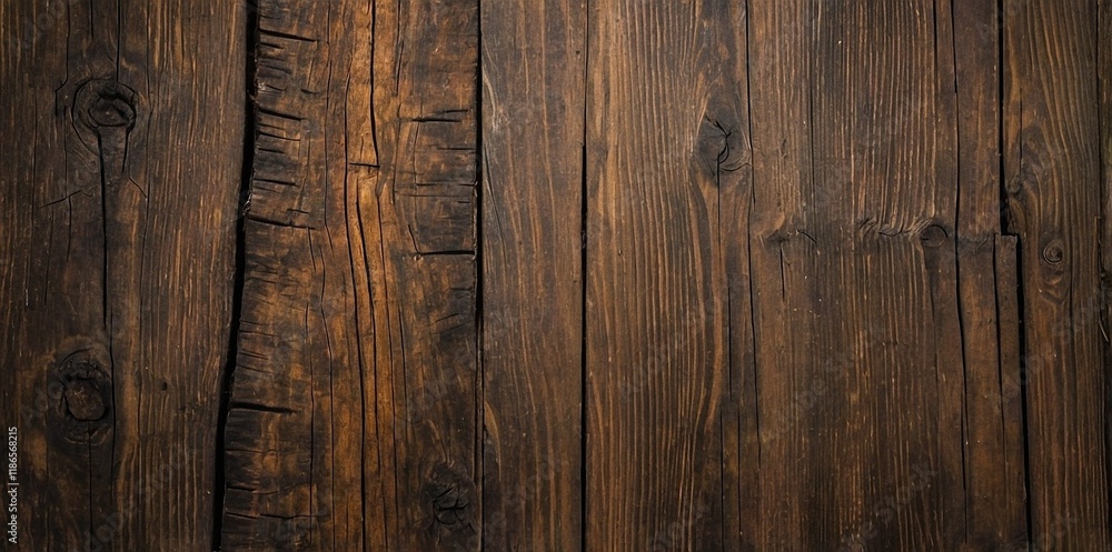 Naklejka premium Dark Wood Texture Background Surface Top View. Old and Weathered. Detailed Grain Texture. Natural Organic Texture. Deep Dark Tones. Ideal for Rustic or Vintage Backgrounds. Textured Designs Template