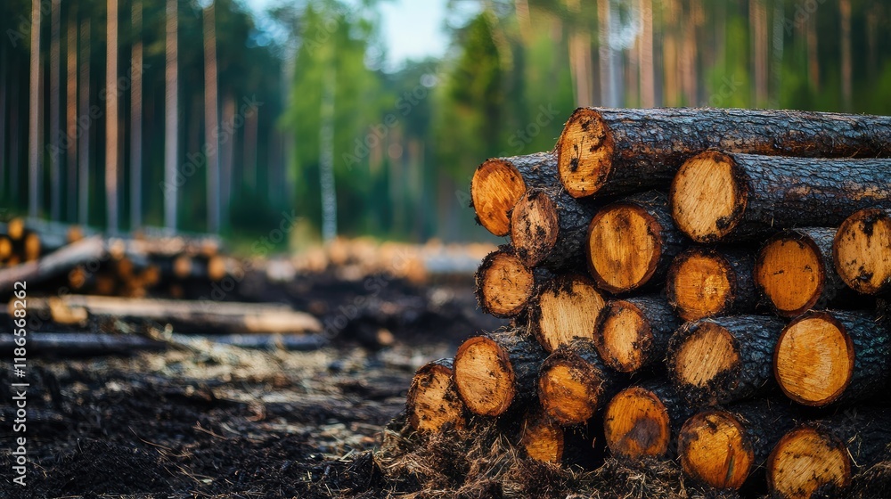 Timber logs stacked in forest after wood consumption by guinea pigs showcasing nature and wildlife interaction in a serene environment Timber logs stacked in forest after wood consumption by guinea pigs showcasing nature and wildlife interaction in a serene environment