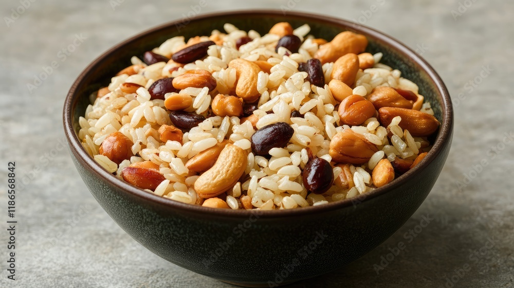 Toasted Glazed Rice and Peanut Mix in a Bowl Perfect for Healthy Snacks and Meal Prep Toasted Glazed Rice and Peanut Mix in a Bowl Perfect for Healthy Snacks and Meal Prep