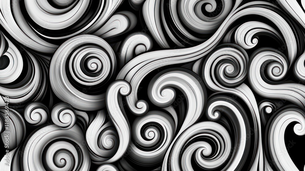 Abstract grayscale swirls and curls pattern. Abstract grayscale swirls and curls pattern.