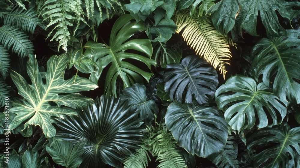 “Close-Up of a Tropical Green Leaf Background – Fresh Flat Lay Wallpaper Concept”