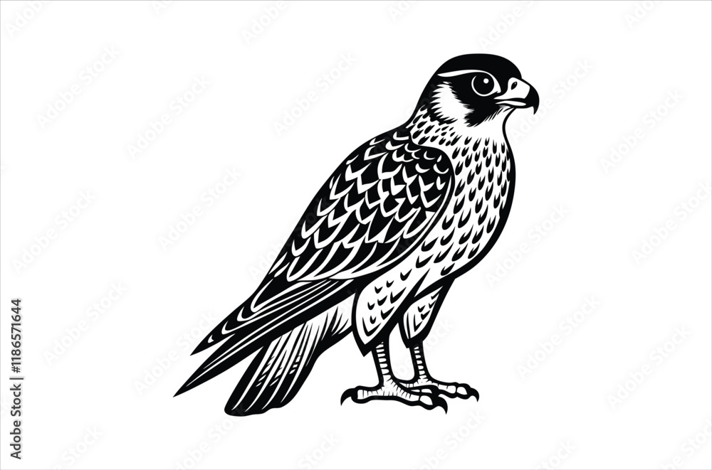 Fototapeta premium falcon vector, icon vector illustration, falcon silhouette of a falcon isolated on a white background, eps, png, svg, vector,