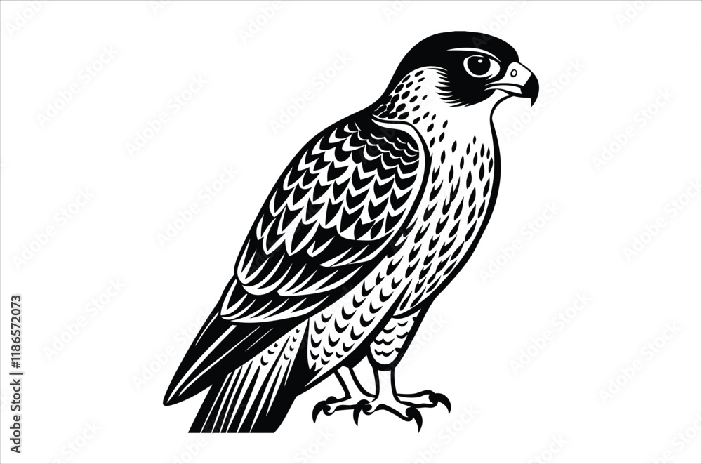Fototapeta premium falcon vector, icon vector illustration, falcon silhouette of a falcon isolated on a white background, eps, png, svg, vector,