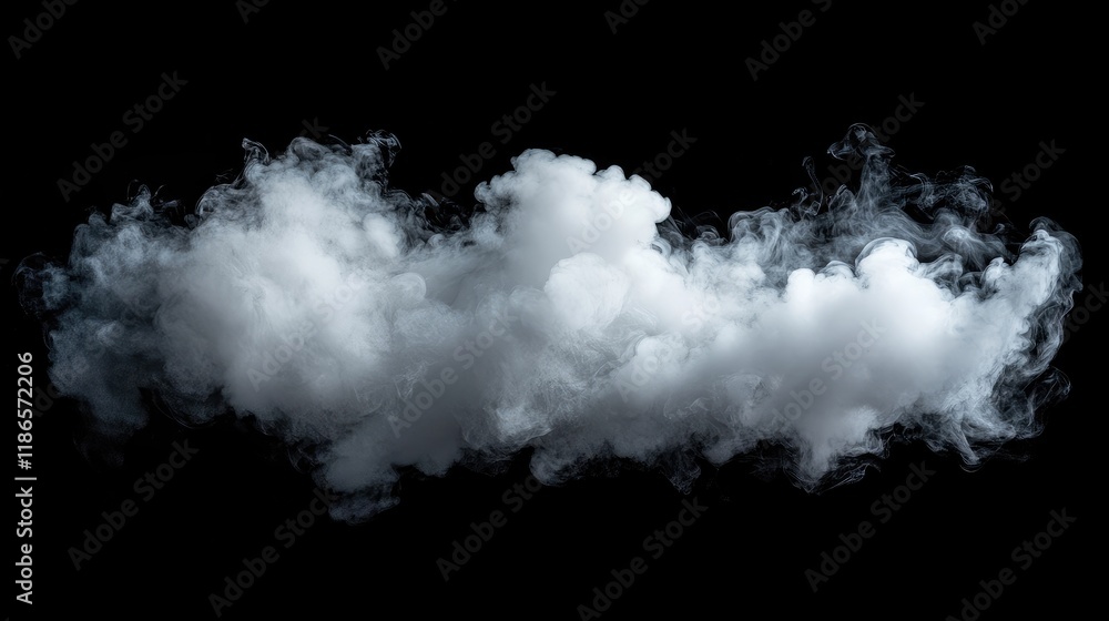 Fluffy white smoke cloud swirling against a deep black background creating a dramatic and ethereal atmosphere for artistic compositions Fluffy white smoke cloud swirling against a deep black background creating a dramatic and ethereal atmosphere for artistic compositions