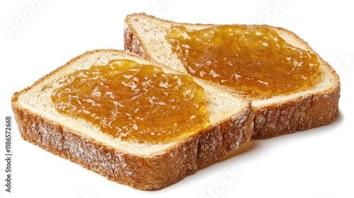 Golden marmalade spread on toasted bread slices showcasing a delicious breakfast or snack idea. photo