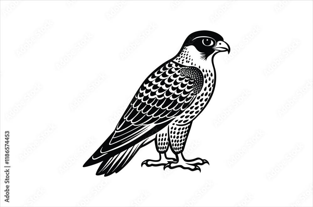 Fototapeta premium falcon vector, icon vector illustration, falcon silhouette of a falcon isolated on a white background, eps, png, svg, vector,