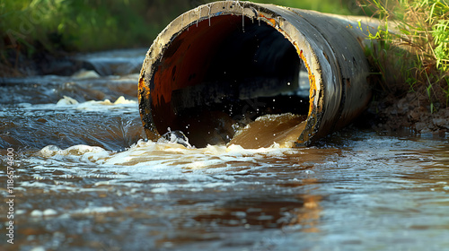 Wallpaper Mural Sewage pipe discharging dirty water Torontodigital.ca