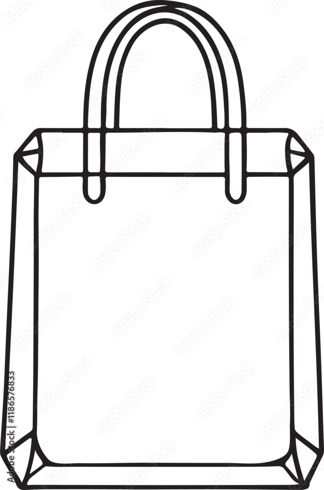 A simple silhouette vector design of a shopping bag, perfect for retail, e-commerce, and shopping-related projects.