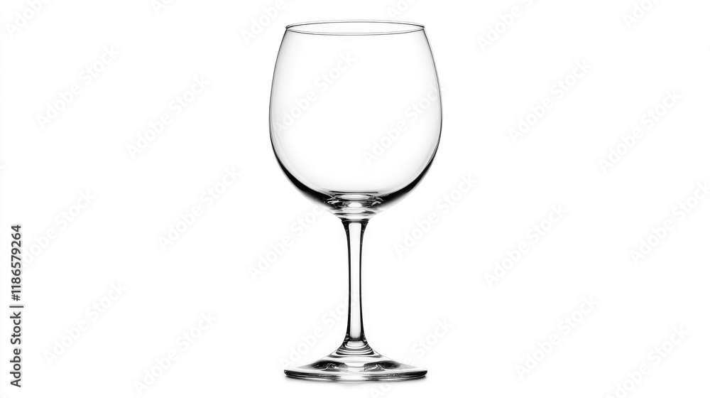 Elegant empty wine glass against a clean white background ideal for restaurant menus or beverage advertisements. Elegant empty wine glass against a clean white background ideal for restaurant menus or beverage advertisements.
