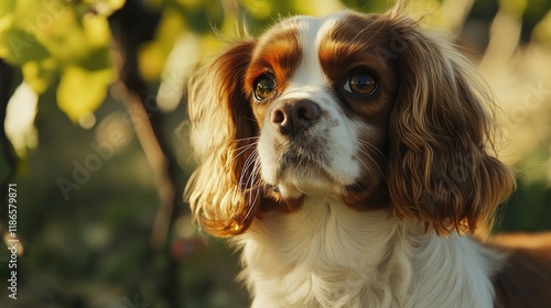 Cavalier King Charles Spaniel in Vineyard Capturing the Essence of Nature and Canine Beauty in a Serene Outdoor Setting photo