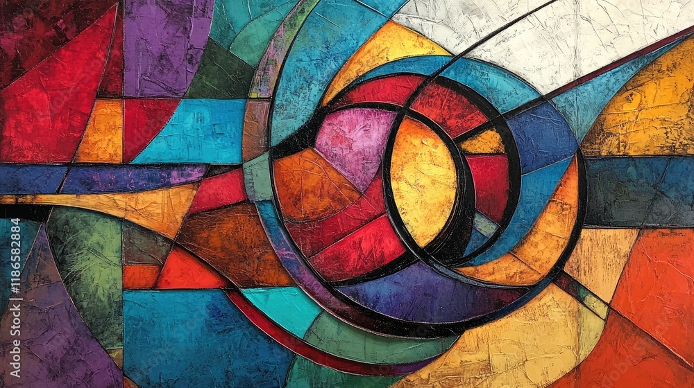 Fototapeta premium Vibrant abstract artwork featuring swirling colors and dynamic textures creating a captivating visual experience of blended hues and shapes