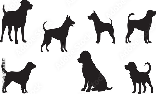 set of  dogs silhouettes 