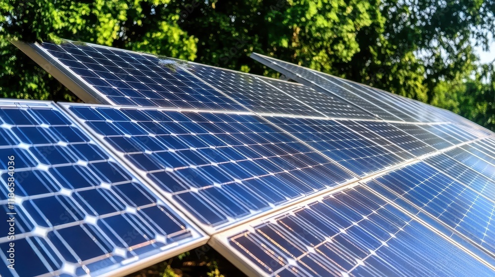 Solar Panels Capturing Sunlight in Green Natural Environment Solar Panels Capturing Sunlight in Green Natural Environment