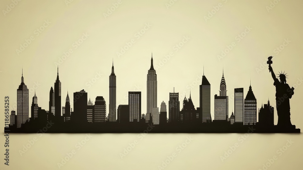 New york city skyline silhouette at sunset, a breathtaking urban panorama silhouette New york city skyline silhouette at sunset, a breathtaking urban panorama silhouette