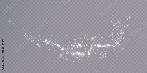 Golden magic comet light effect with many sparkling bokke and shimmer light effects. Magic gold glitter. Vector