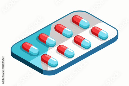 Capsules of antibiotic drug in blister pack vector art il