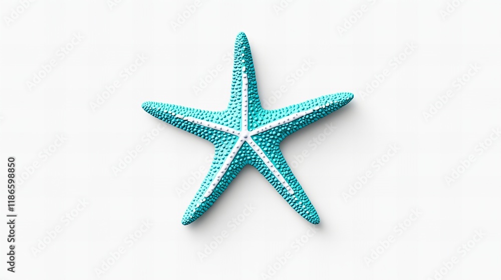 Teal starfish on white background. Summer vibes! Teal starfish on white background. Summer vibes!