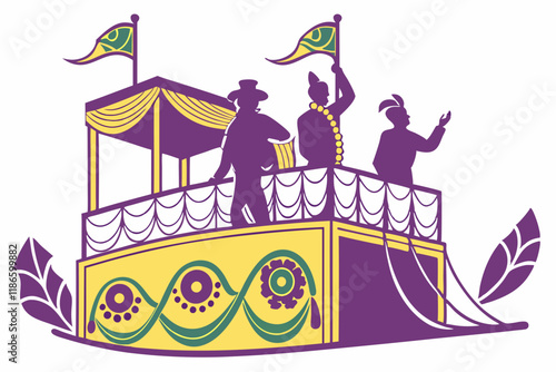 Mardi Gras Carnival Float vector Silhouette on a white background