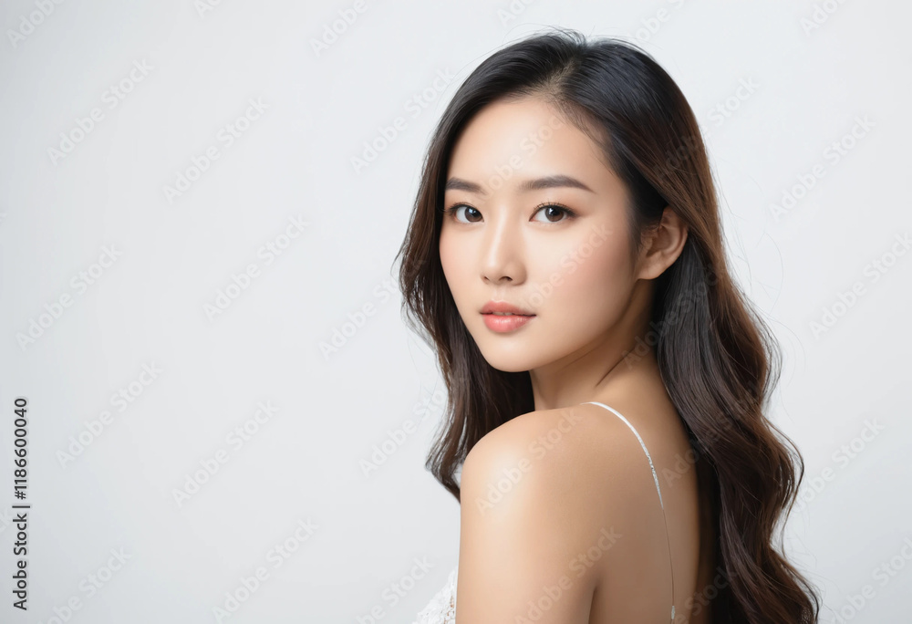 Beauty portraits of beautiful young Asian woman isolated white background Beauty portraits of beautiful young Asian woman isolated white background
