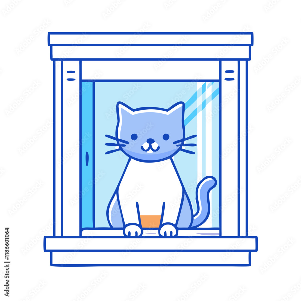 cat in window vector icon, pet day vector illustration - simple illustration of cat in window perfect for logos, and pet day-themed designs. cat in window vector icon, pet day vector illustration - simple illustration of cat in window perfect for logos, and pet day-themed designs.