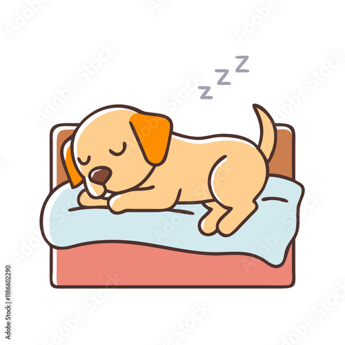 dog sleeping in bed vector icon, pet day vector illustration - simple illustration of dog sleeping in bed perfect for logos, and pet day-themed designs.