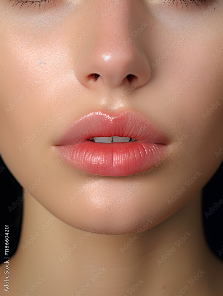 Fototapeta premium Close up of beautiful natural full lips of a woman